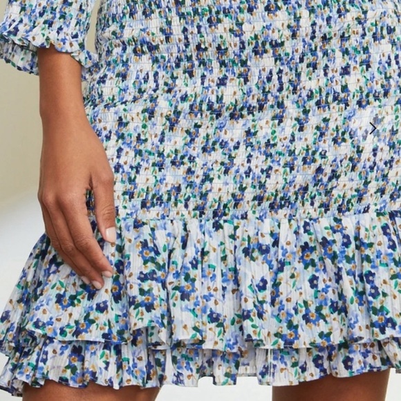 VERONICA BEARD Darrah Smocked Floral Mini Dress Sz 2 - Picture 16 of 16